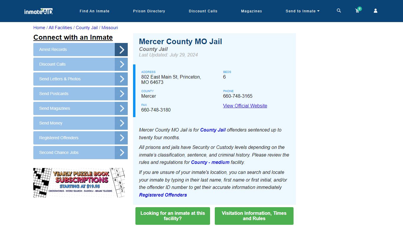 Mercer County MO Jail - Inmate Locator